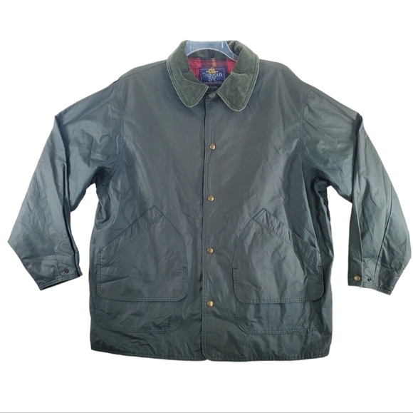 Vtg Thornton Bay Jacket Mens XL Green Plaid Lined Snap Button Cotton Nylon USA - Picture 4 of 15